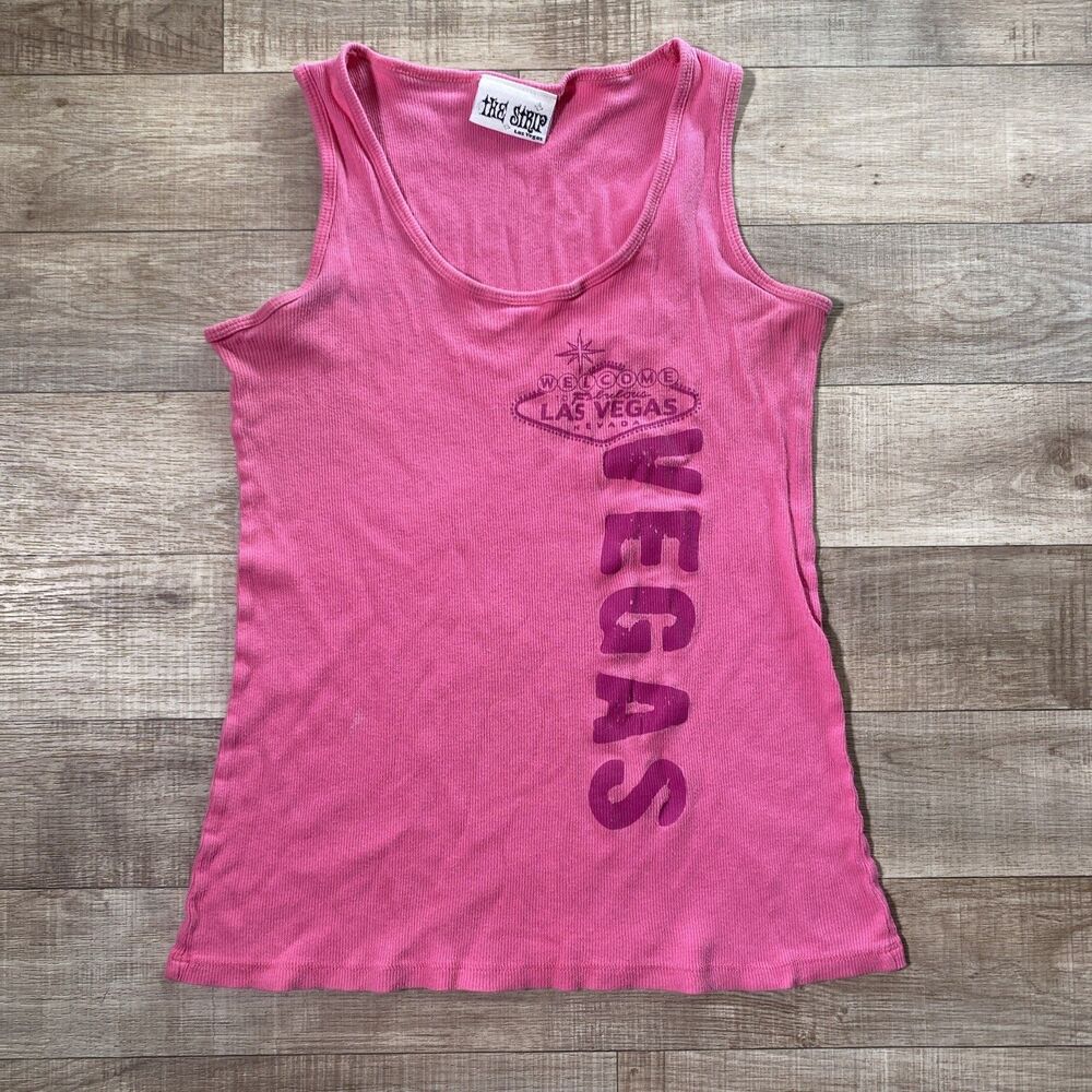 Las Vegas The Strip Ribbed Y2K  Sleeveless Baby Tee Tank sz XXL Rare